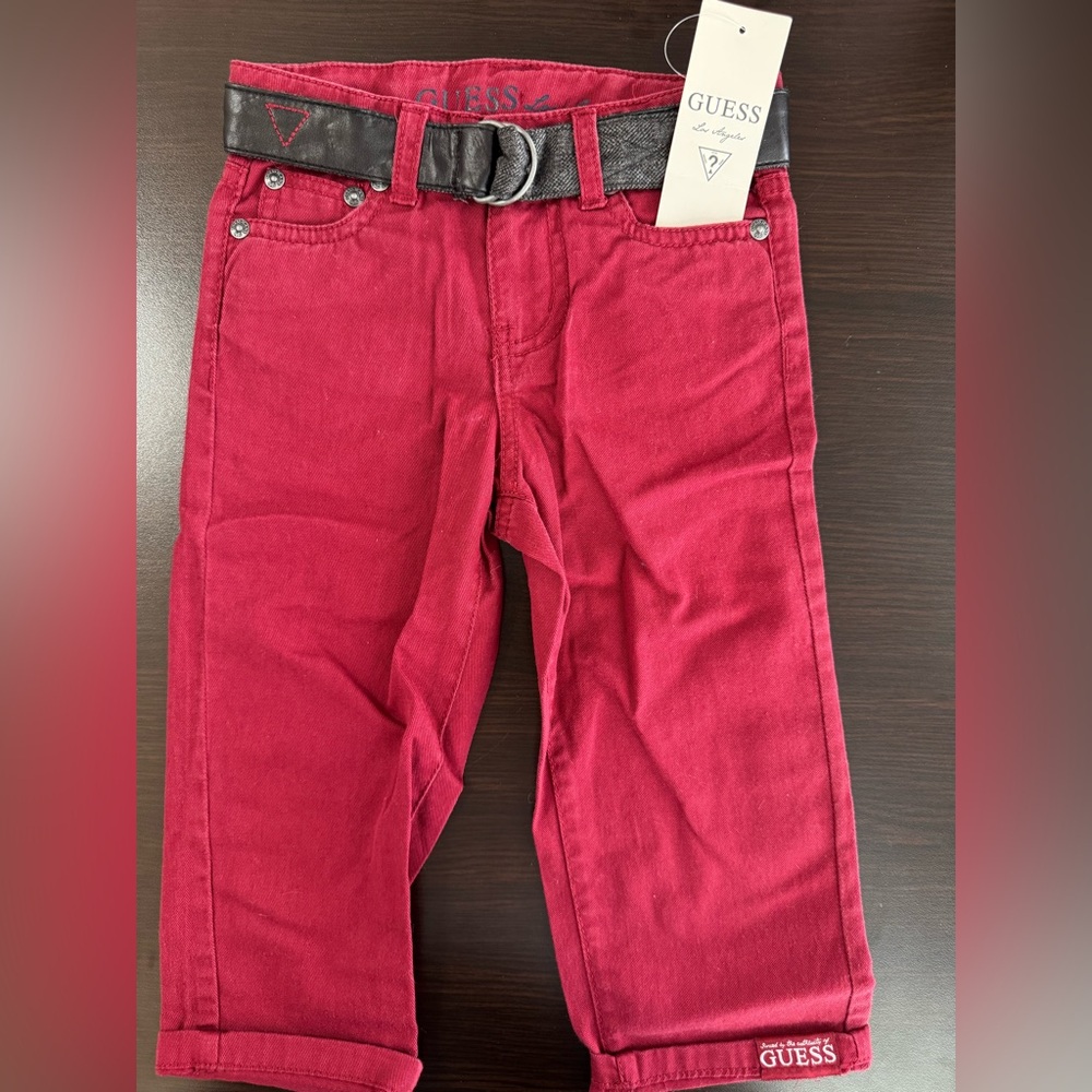 Guess Vibrant Red Jeans with Sleek Black Belt
